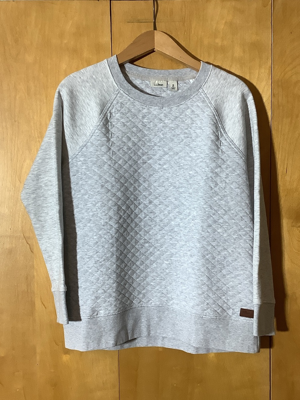L.L. Bean gray quilted sweatshirt, size medium